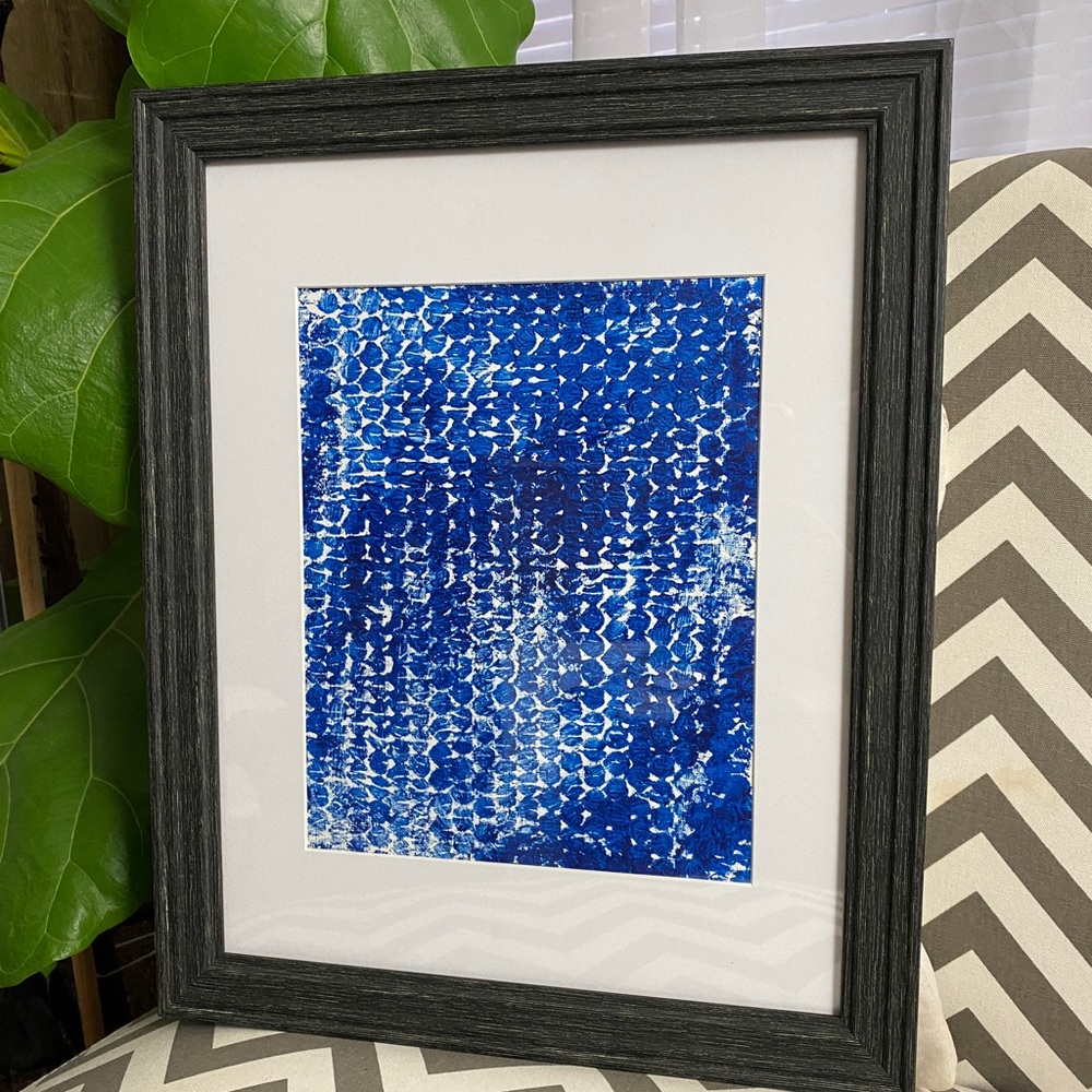Abstract Acrylic Original Painting On Canvas Paper 9X12 Blue